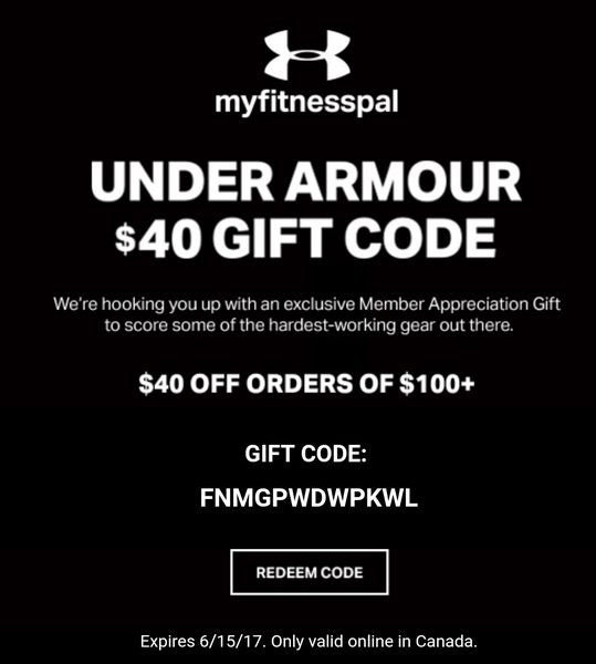 Under armour $40 2025 off $100 code 2018