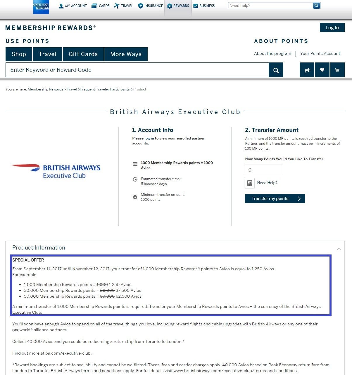 [American Express] 25 Transfer Bonus AMEX MR to BA Avios