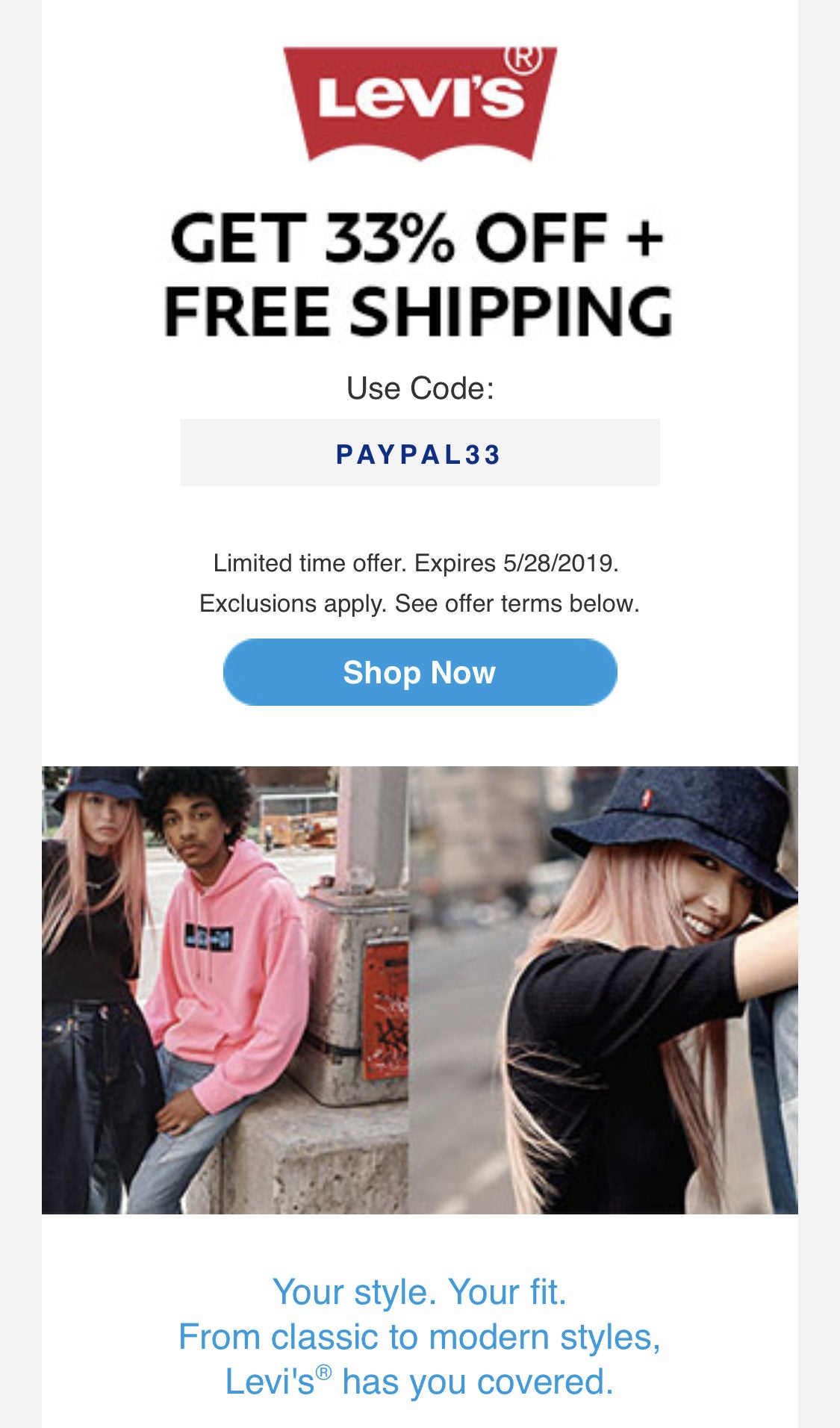 Levi's Online Store . Saving with Paypal Canada] [Levi's Canada] Get 33%  off and FS with paypal promo code  Forums