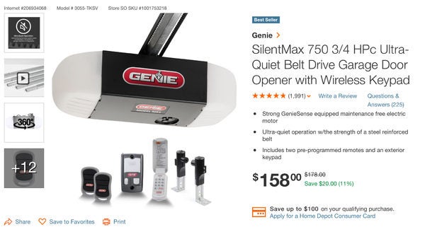 Genie Silentmax 750 3 4 Hpc Ultra Quiet, Genie Ultra Quiet Garage Door Opener