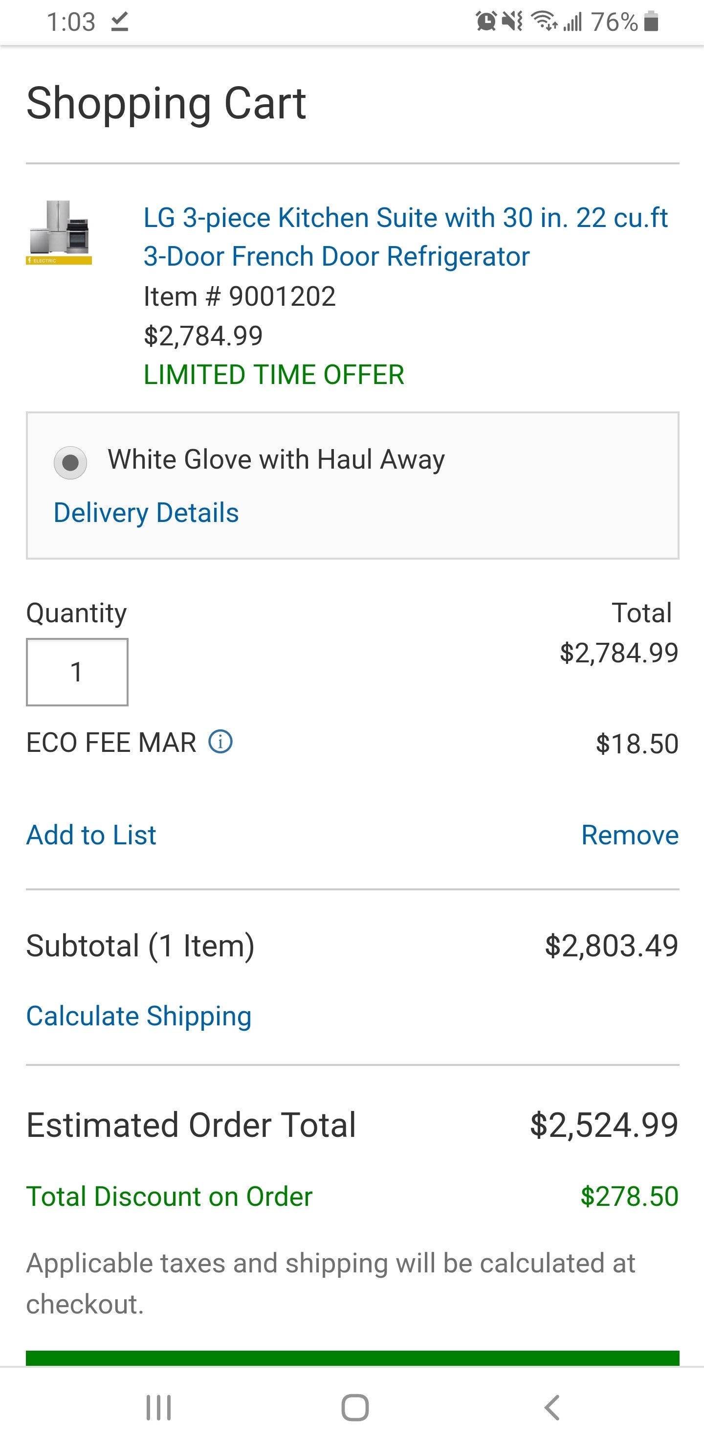 [Costco] Costco appliance bundle discount possible glitch