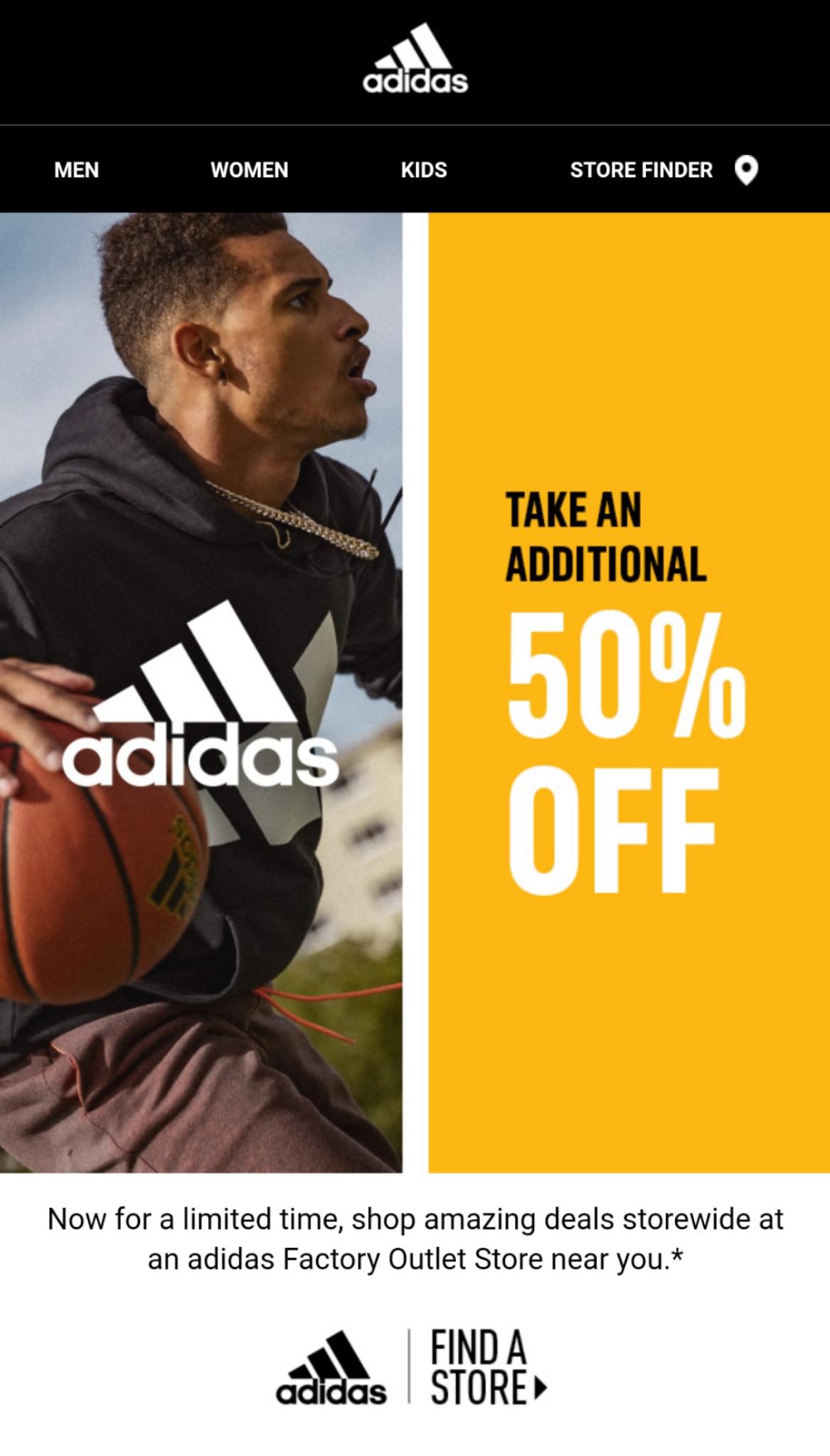 adidas] Outlet (in store only) 50% store (plus possible 15% for giving email) - RedFlagDeals.com Forums