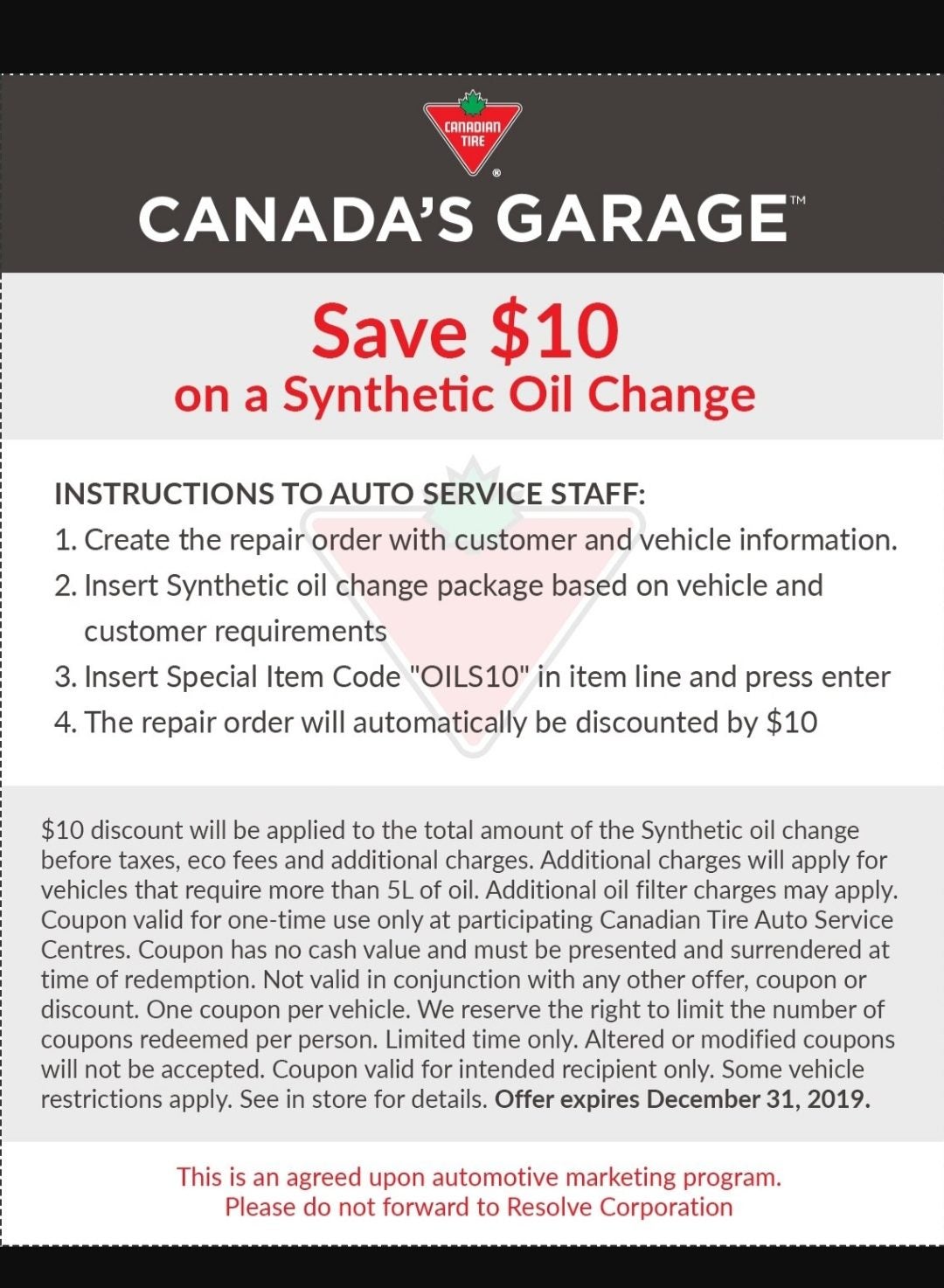 Canadian tire on sale oil change