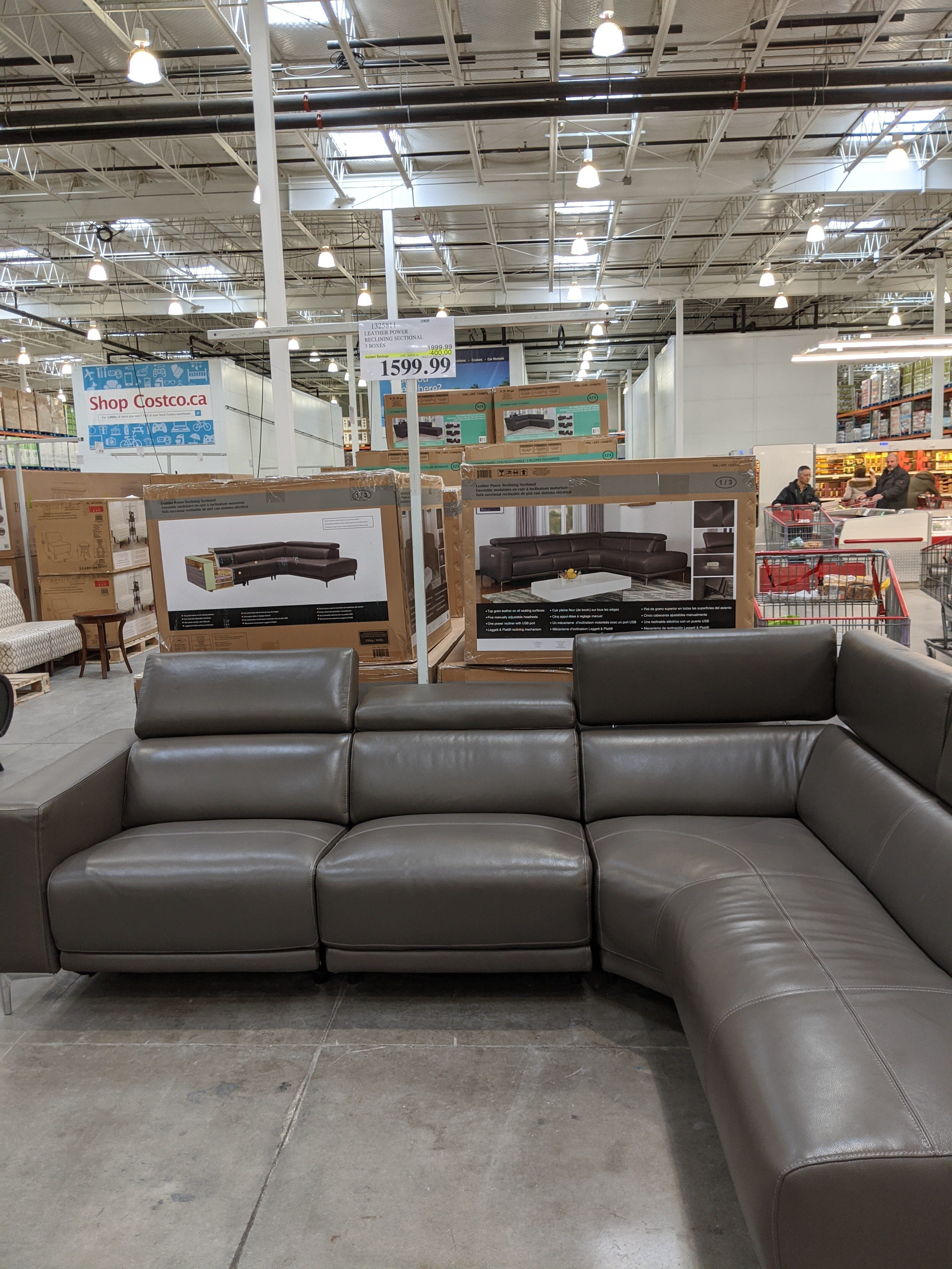 Leather Power Reclining Sectional, Leather Sectional Costco