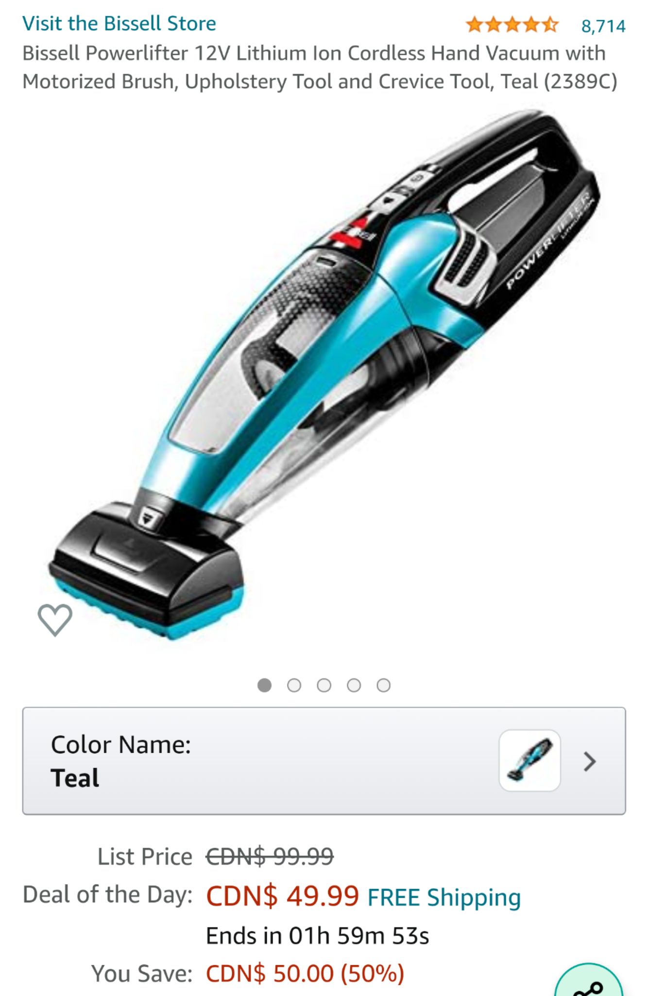 [Amazon.ca] Bissell Powerlifter 12V Lithium Ion Cordless Hand Vacuum