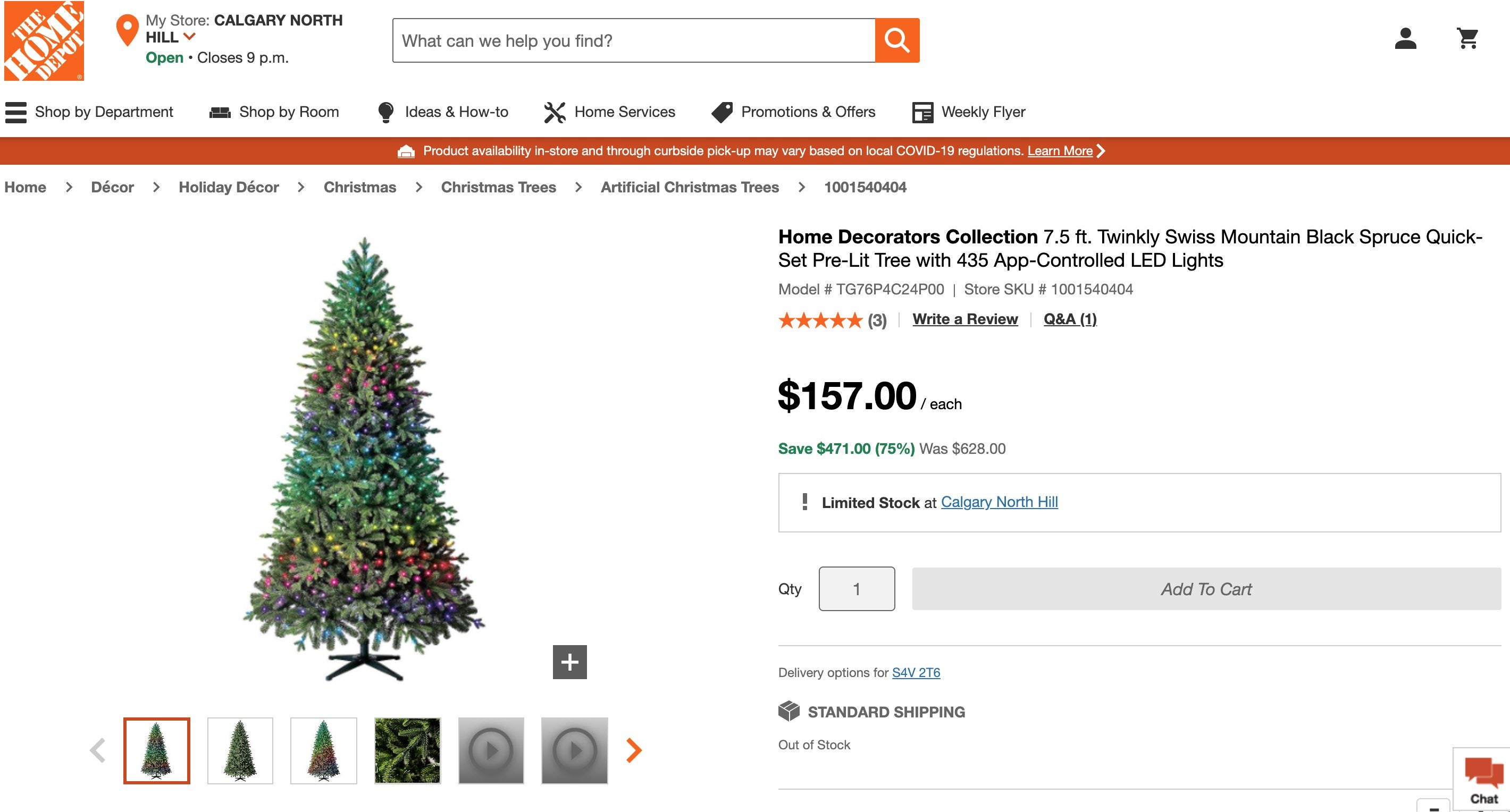 [Home Depot] Ymmv Twinkly 7.5 Ft Christmas Tree $157 (Reg $628) - Redflagdeals.com Forums