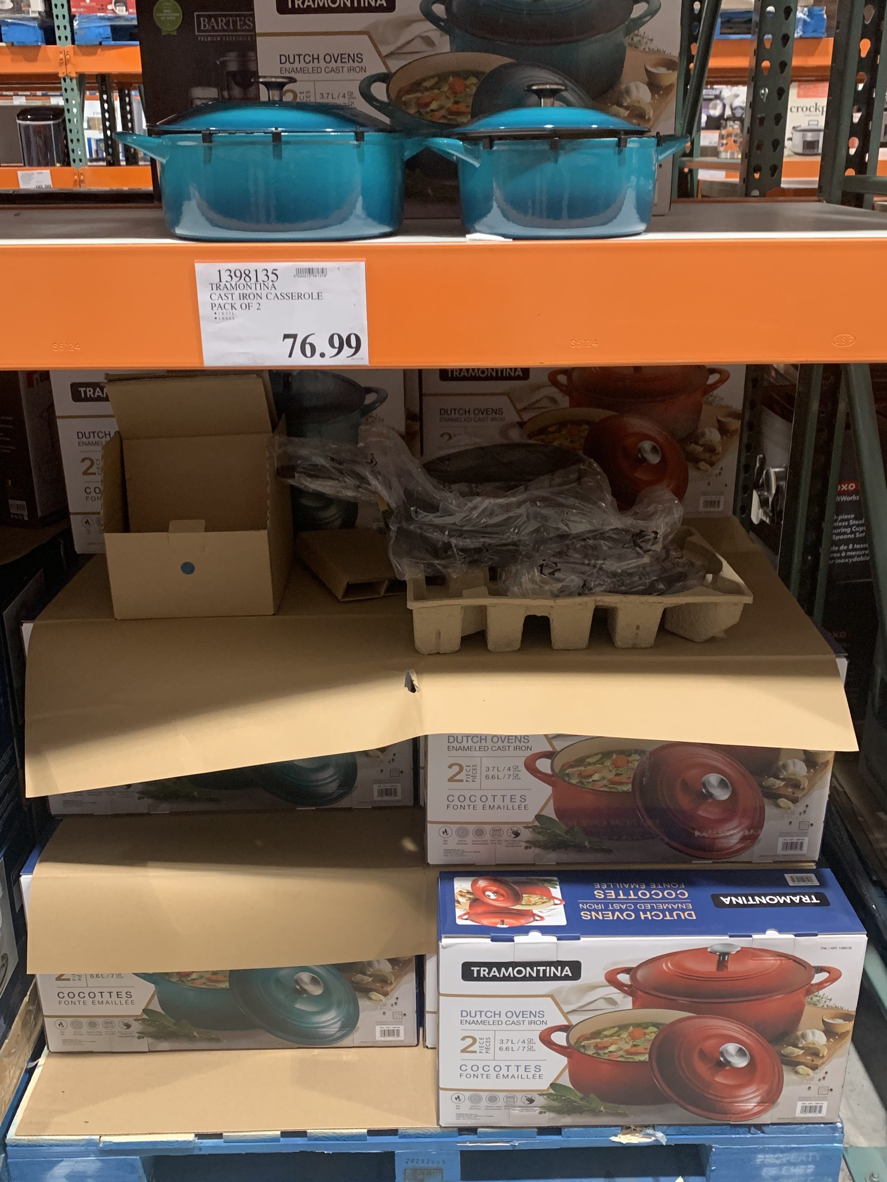 Tramontina 2-pack Cast Iron Dutch Oven (enameled). $20 off again. Item  1398135 Chino Hills CA. Great buy at $49.99 in case you missed it. Small  one is a work horse for me. : r/Costco