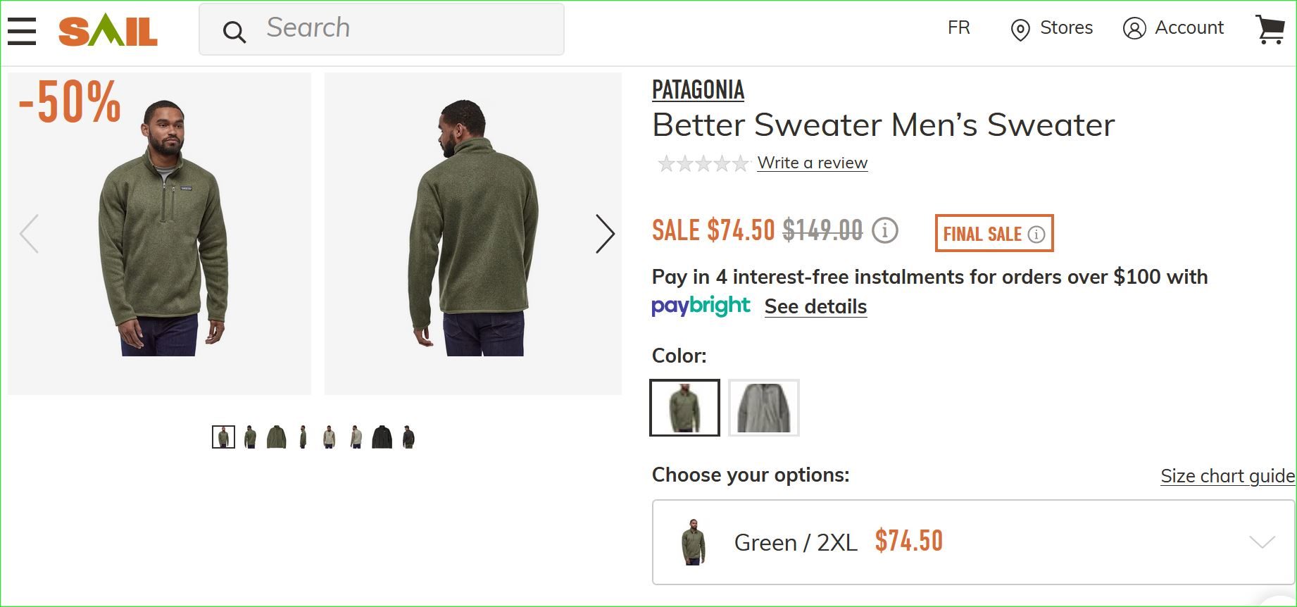 Patagonia better sweater deals size chart