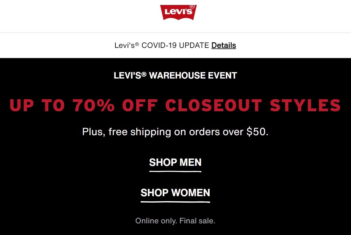 Levi's] Levi's Warehouse Event : Up to 70% Off Closeout Styles -   Forums