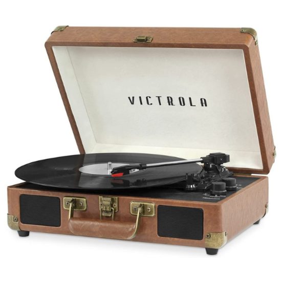6. Best for Kids: Victrola Vintage 3-Speed Bluetooth Suitcase Turntable with Speakers