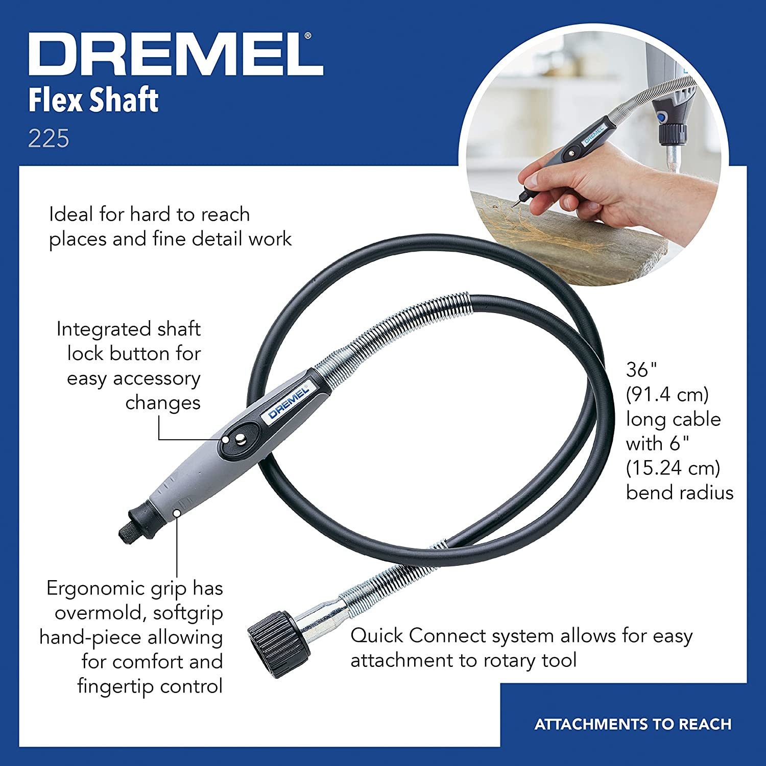 Dremel 225 Flexible Shaft Attachment for Rotary Tools Preowned