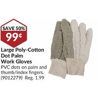 Large Poly-Cotton Dot Palm Work Gloves