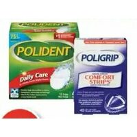 Poligrip Denture Comfort Strips, Adhesive Cream or Polident Cleanser Tabs