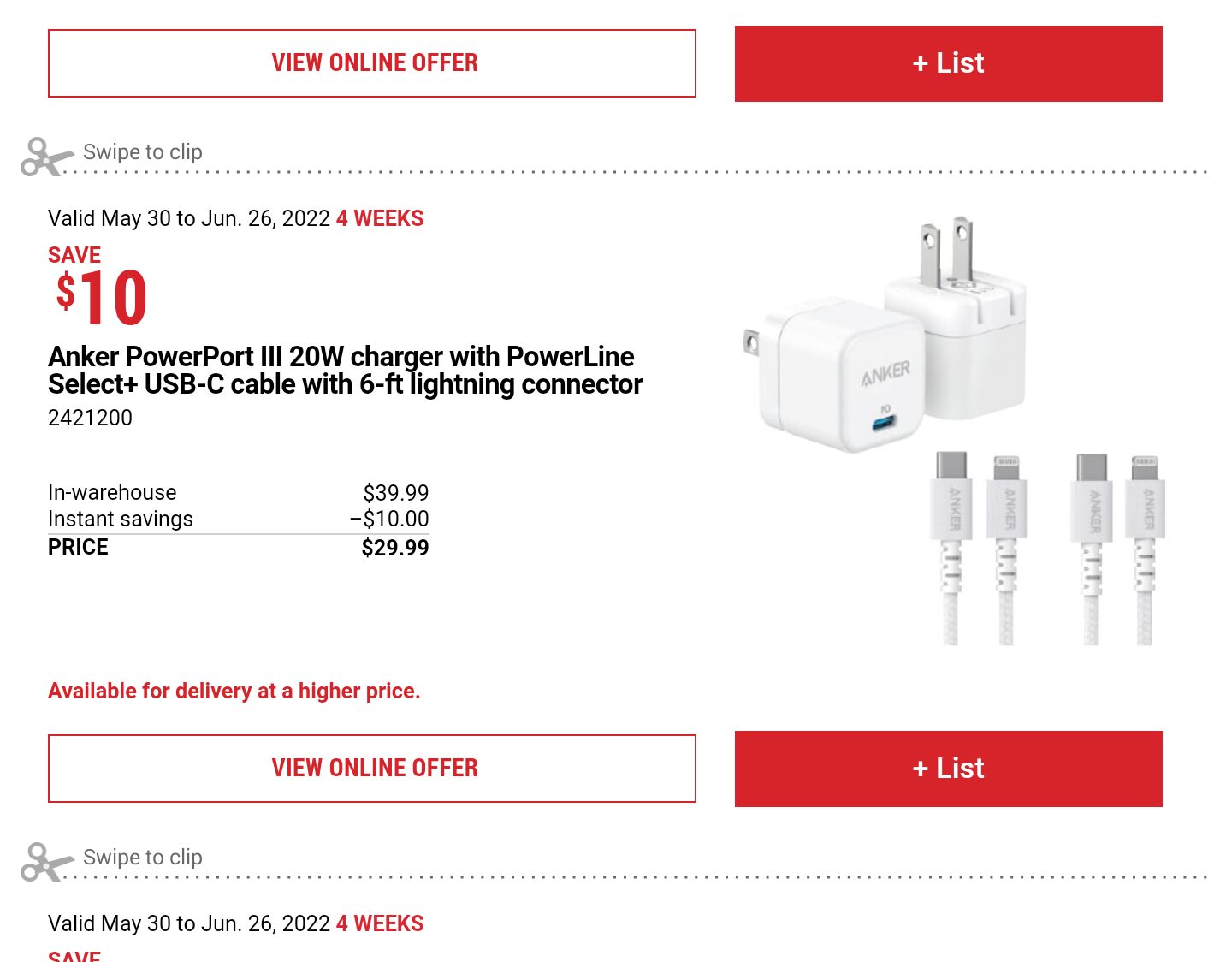 [Costco] Anker PowerPort III 20W Cube with PowerLine Select+ USBC Cable with Lightning