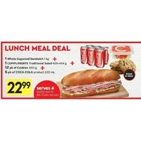 1 Whole Dagwood Sandwich + 1 Compliments Traditional Salad + or Cookies + Coca-Cola Products