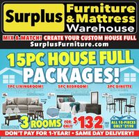 Surplus Furniture - 15-Pc. House Full Packages! (SK) Flyer