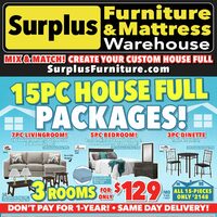 Surplus Furniture - 15-Pc. House Full Packages! (Sudbury - ON) Flyer
