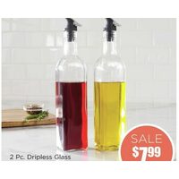 2 pc.dripless Glass Oil + Vinegar Bottle Set