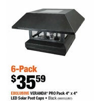 Veranda Pro Pack 4"x4" LED Solar Post Caps 