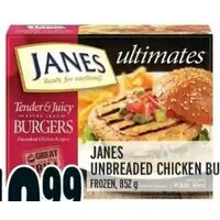 Janes Unbreaded Chicken Burgers