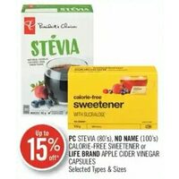 PC Stevia, No Name Calorie-Free Sweetener Or Life Brand Apple Cider Vinegar Capsules