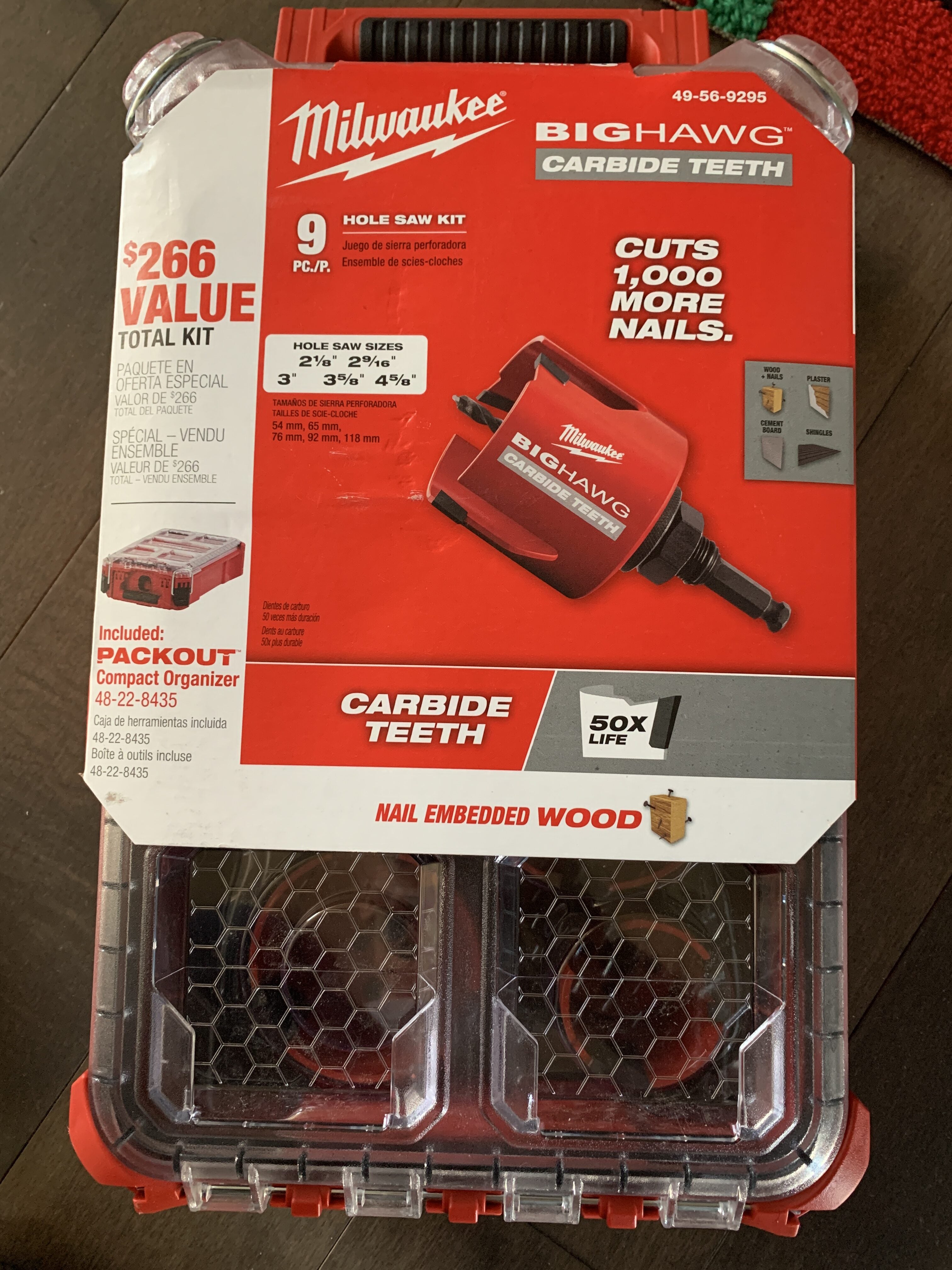 Home Depot Milwaukee Tool BIG HAWG Carbide Hole Saw Kit 9 Piece