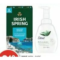 Dove Men+Care Antiperspirant/Deodorant Irish Spring Bar Soap or Dove Foaming Hand Was