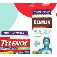 Tylenol Extra Strength Complete Caplets or Liquid Gels or Liquid or Benylin All-in-One or Liquid