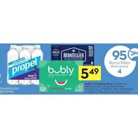 Bubly Sparkling Water, Montellier Carbonated Water Or Propel Electrolyte Water