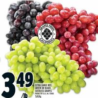 Extra Large Red, Green Or Black Seedless Grapes