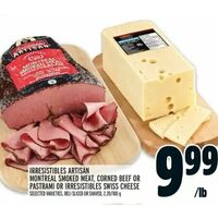 Irresistibles Artisan Montreal Smoked Meat, Corned Beef Or Pastrami Or Irresistibles Swiss Cheese