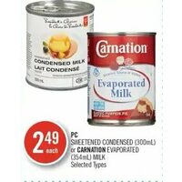 PC Sweetened Condensed Or Carnation Evaporated Milk