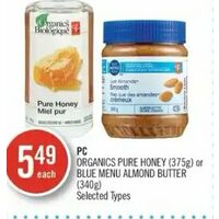 PC Organics Pure Honey Or Blue Menu Almond Butter