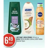Softsoap, Irish Spring Or Nivea Fresh Blends Body Wash
