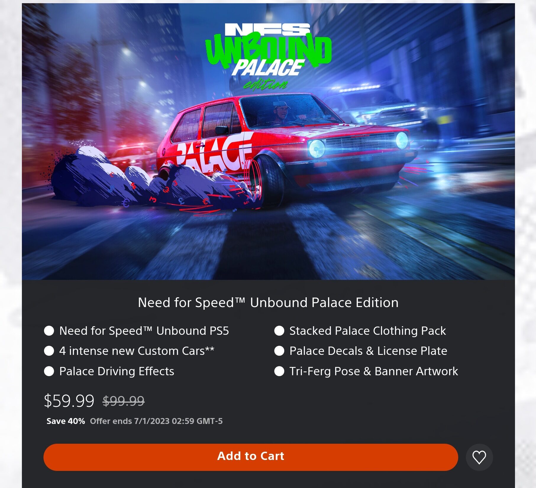 PlayStation Store] NFS Unbound Palace Edition - PS5 Digital - $59