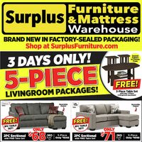Surplus Furniture - 5-Piece Living Room Packages (Brantford/Kitchener/St. Catharines - ON) Flyer
