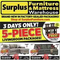 Surplus Furniture - 5-Piece Living Room Packages (SK) Flyer