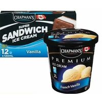 Chapman's Premium Ice Cream, Yogurt, Sorbet or No Sugar Added, Super Novelties or Yukon Bars 
