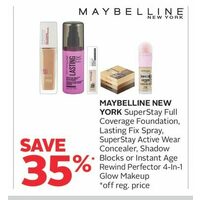 Maybelline New York Superstay Full Coverage Foundation Lasting Fix Spray, SuperStay Active Wear Concelar, Shadow Blocks Or Instant Age Rewind Perfector 4-in-1 Glow Makeup 