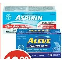 Aspirin Daily Low Dose Tablets, Aleve Liquid Gels or Caplets