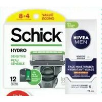 Schick Silk Touch-Up Razor, Hydro 5 Cartridges or Nivea Men Skin Care Products