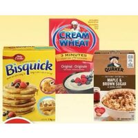 Bisquick Mix, Cream of Wheat or Quaker Instant Oatmeal