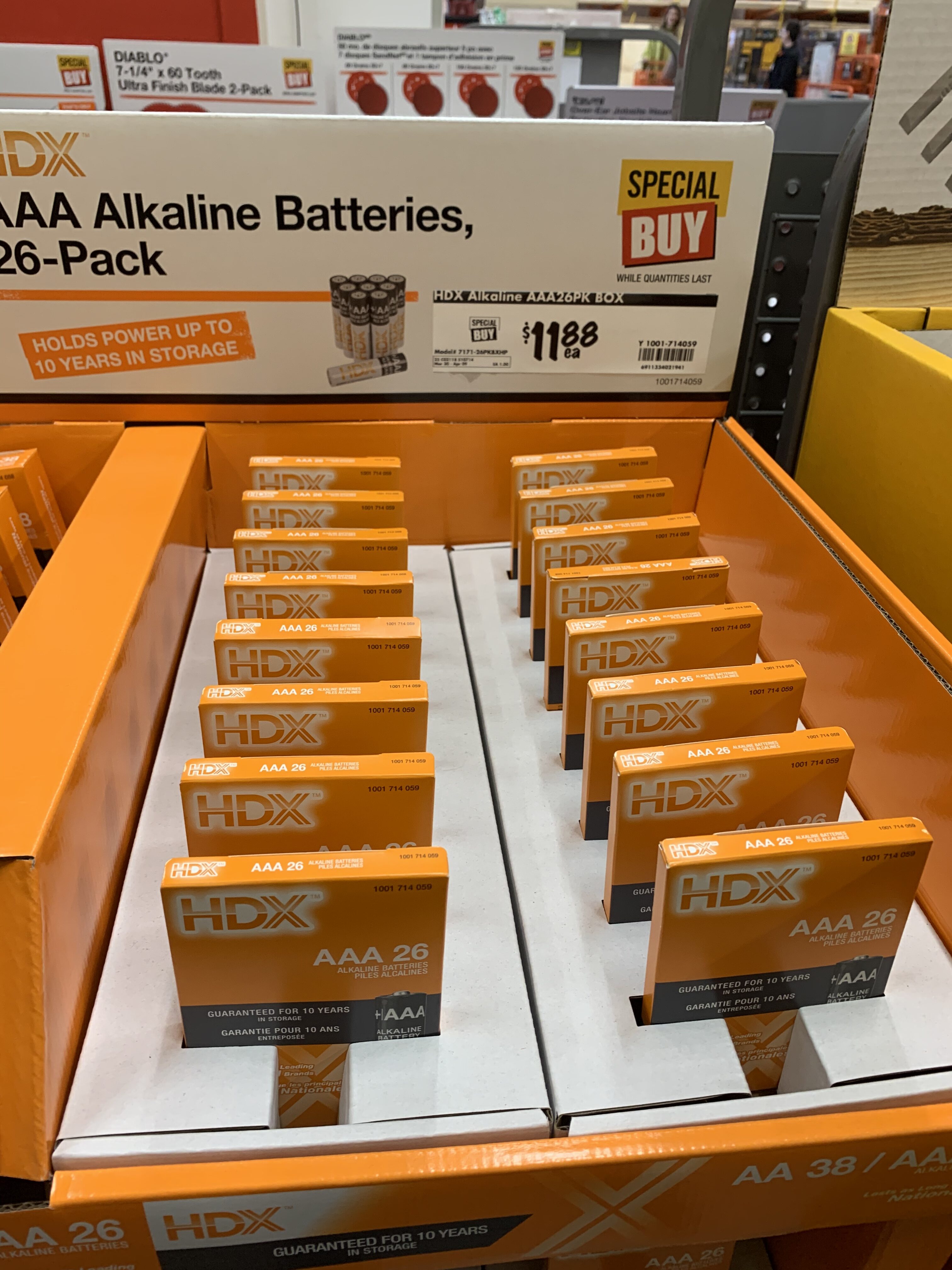 [Home Depot] HDX 100 pack Alkaline AAA & AA Batteries 20.99 W/Free