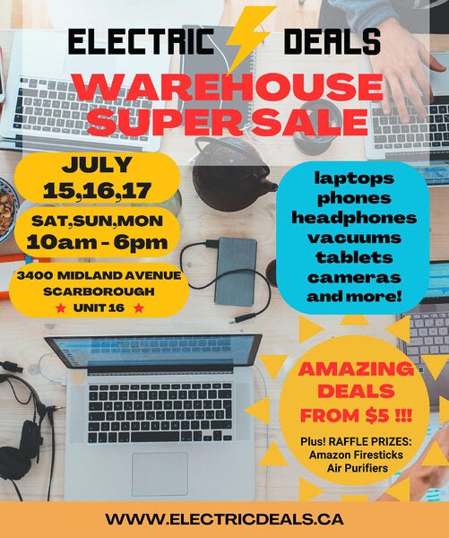 There will be an electronics warehouse super sale this weekend in