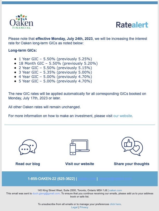 [Oaken Financial] Oaken Financial Personal GIC Rates 1yr, 18mos, 2yr 5. ...