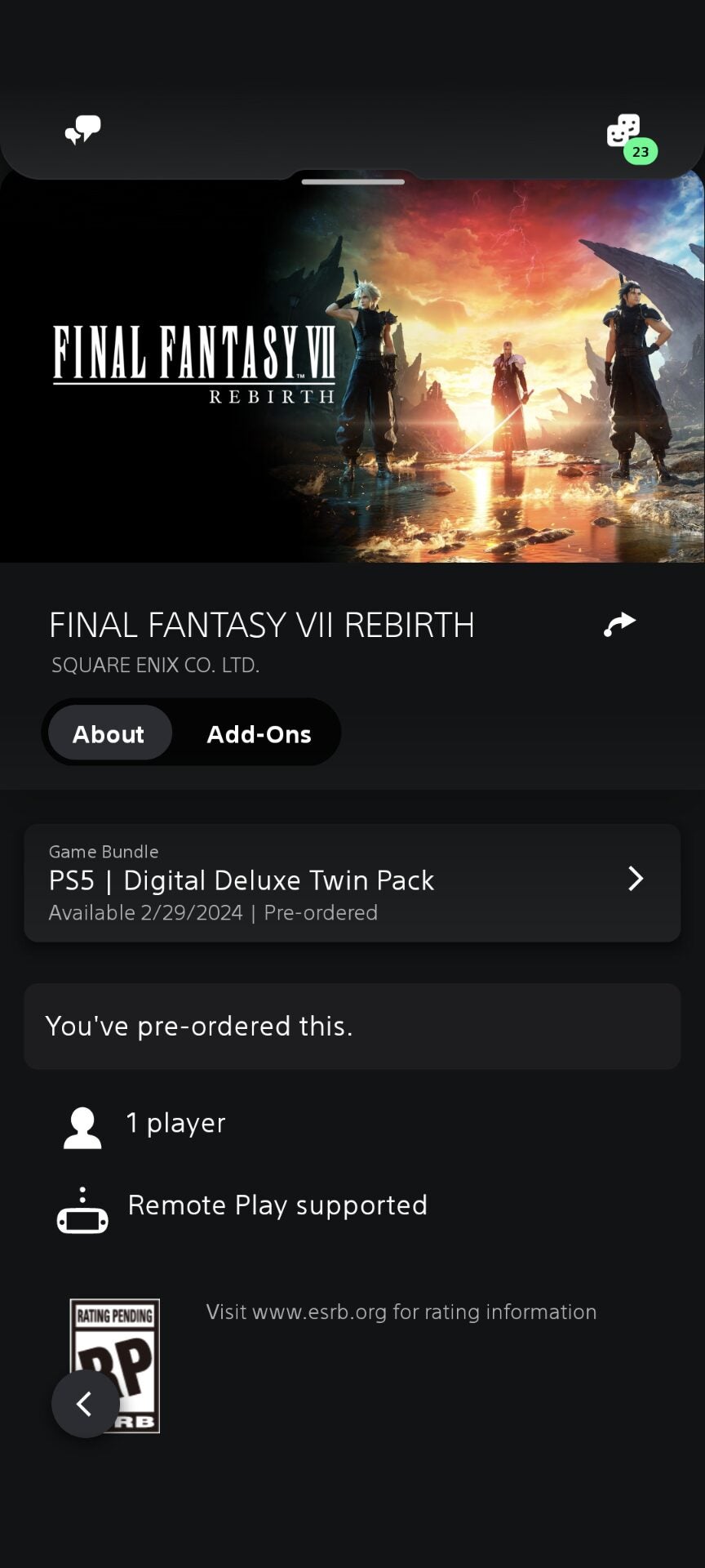 FINAL FANTASY VII REMAKE & REBIRTH Digital Deluxe Twin Pack