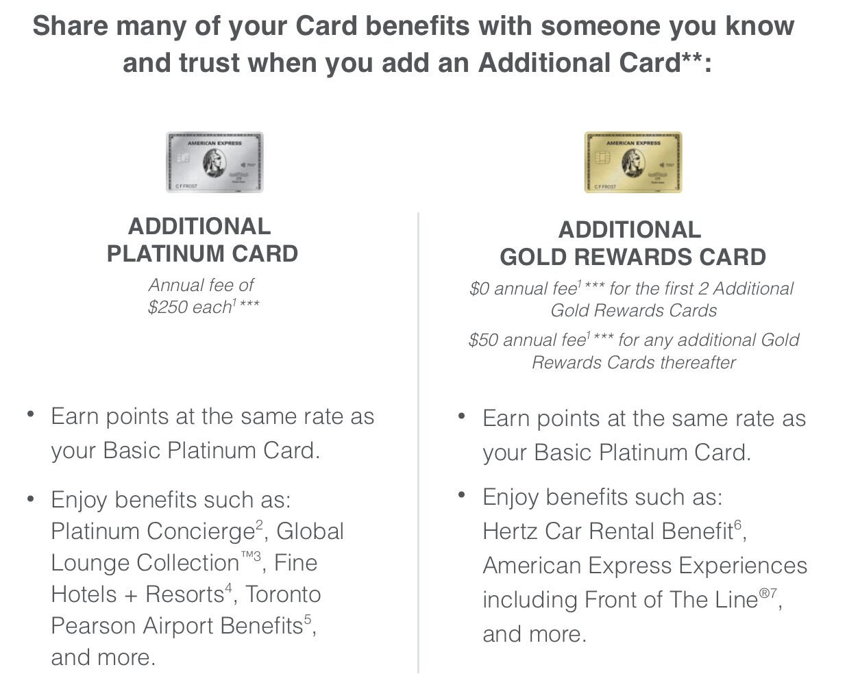 Platinum Card Additional Card Member Benefits