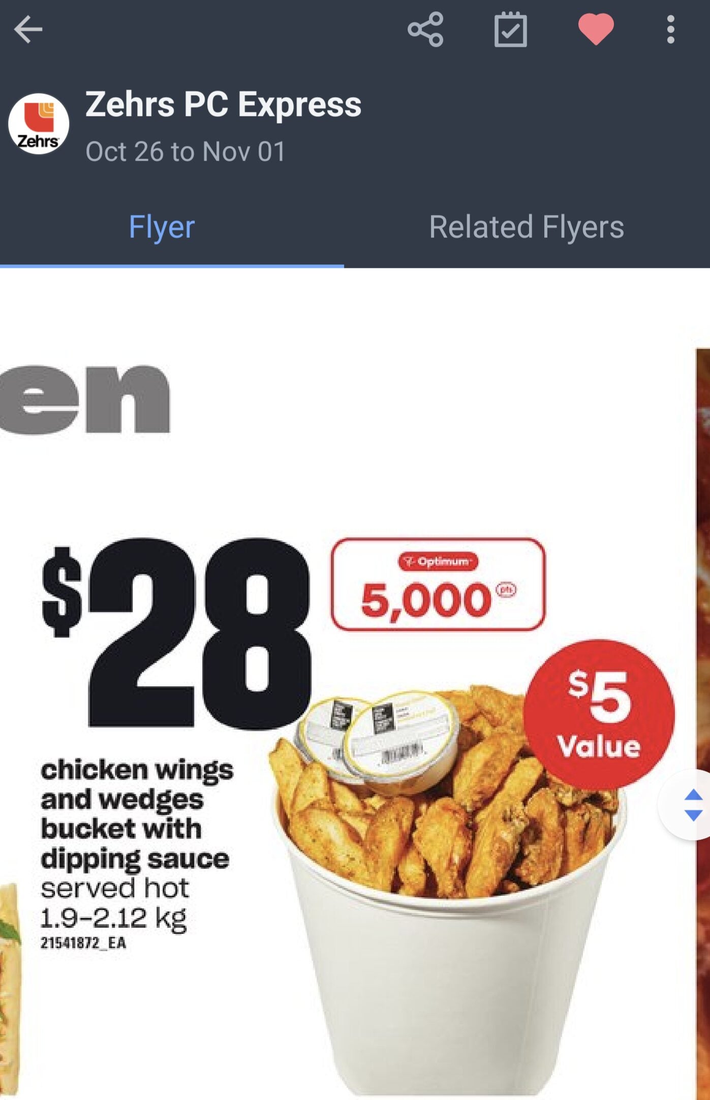 [Zehrs / Loblaws] 28 Chicken Wings (30), Potato Wedges & 2 Dips