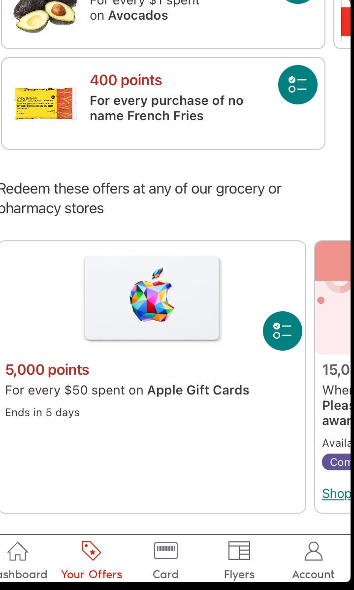 Purchase a $100 Apple Gift Card, get $15 back in PC Optimum points