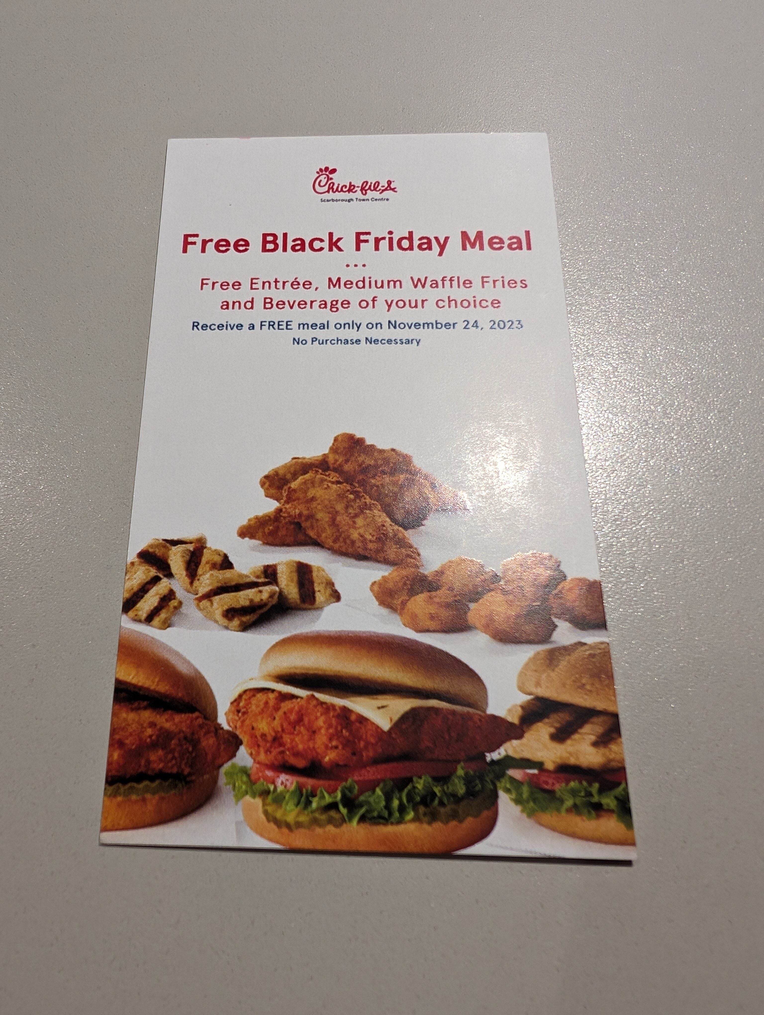 [Chick-fil-A] Chick-fil-A STC - Get a Black Friday Meal voucher with ...